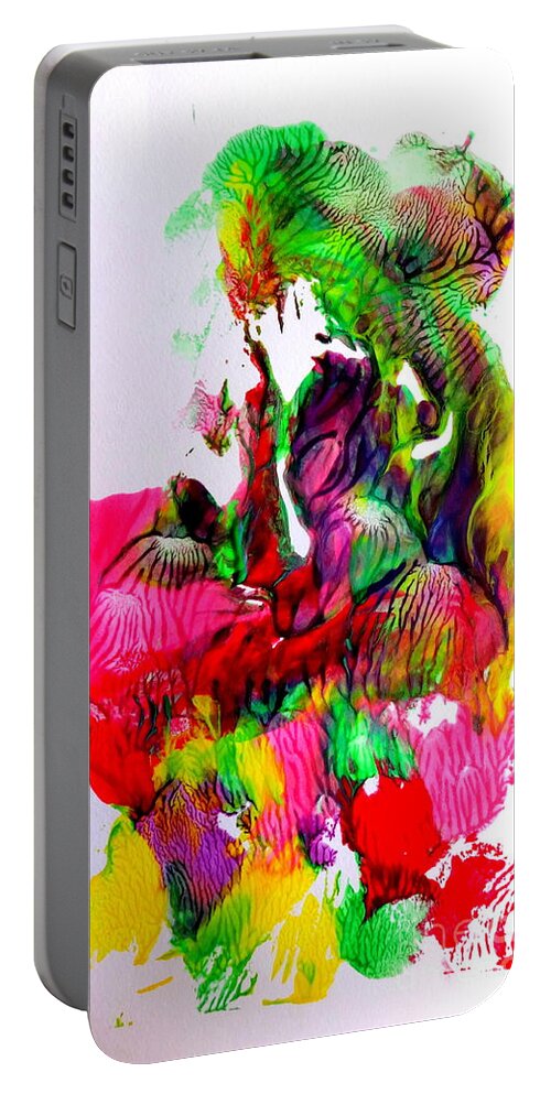 Abstract Portable Battery Charger featuring the painting Island Maiden by Fred Wilson