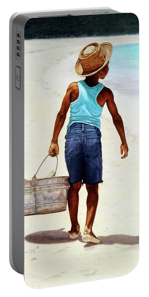 Little Portable Battery Charger featuring the painting Island Paradise by Nicole Minnis