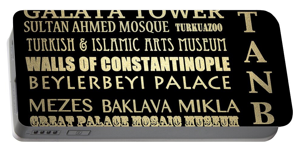 Istanbul Portable Battery Charger featuring the digital art Istanbul Turkey Famous Landmarks by Patricia Lintner