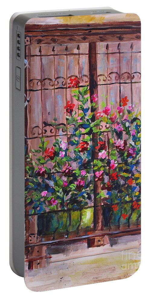  Istanbul Portable Battery Charger featuring the painting Istanbul Window by Lou Ann Bagnall