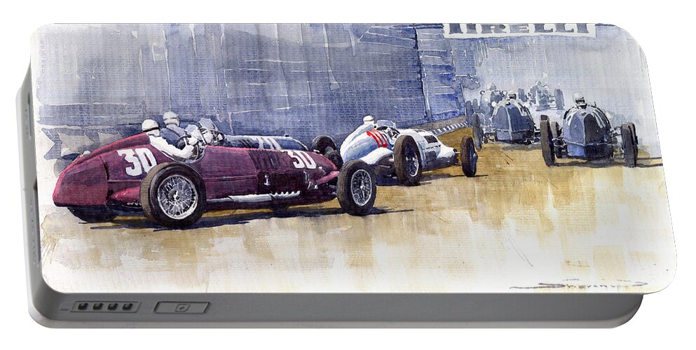 Watercolour Portable Battery Charger featuring the painting Italian GP1937 Livorno by Yuriy Shevchuk