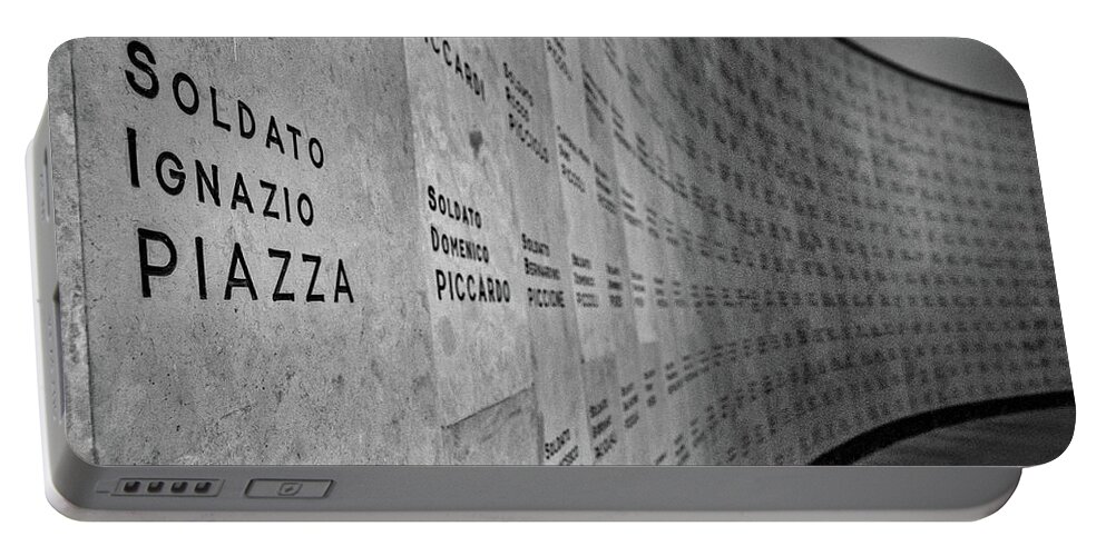 Italy Portable Battery Charger featuring the photograph Italian War Dead Names by Stuart Litoff