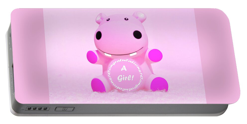 New Baby Portable Battery Charger featuring the photograph It's A Girl Hippo by Terri Waters