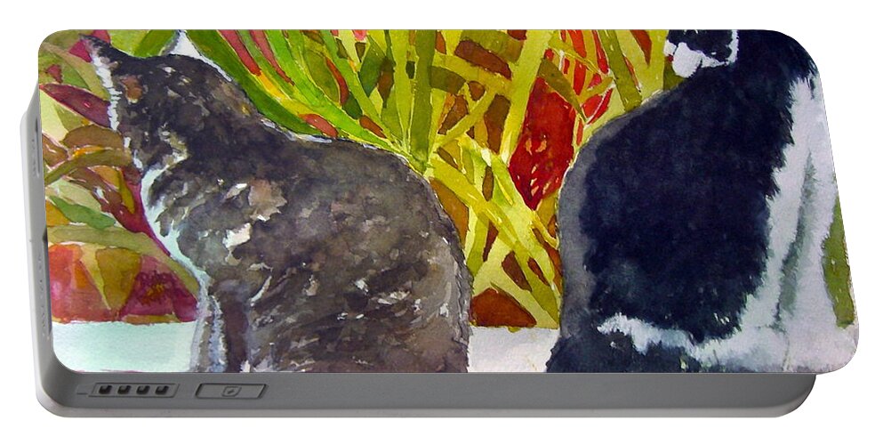 Cats Portable Battery Charger featuring the painting It's a Jungle Out There by Patsy Walton