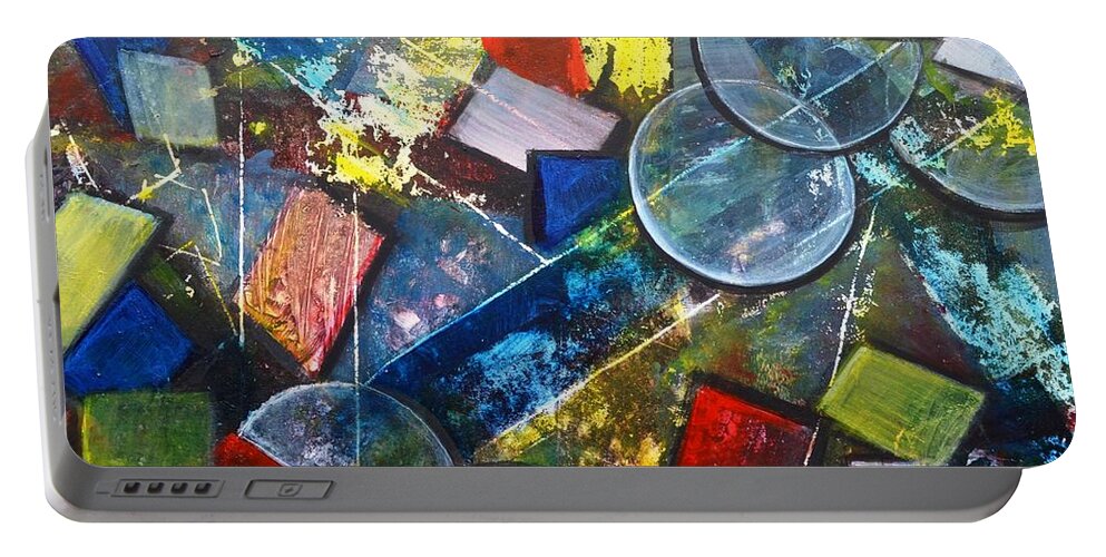 Art Portable Battery Charger featuring the painting Its Complicated Abstract Geometric painting by Manjiri Kanvinde