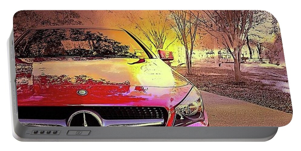 Mbusa Portable Battery Charger featuring the photograph It's #mercedes Monday And I Am A by Austin Tuxedo Cat