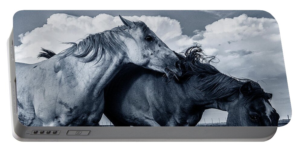 Horses Portable Battery Charger featuring the photograph I've Got My Eye on You by Karen Slagle