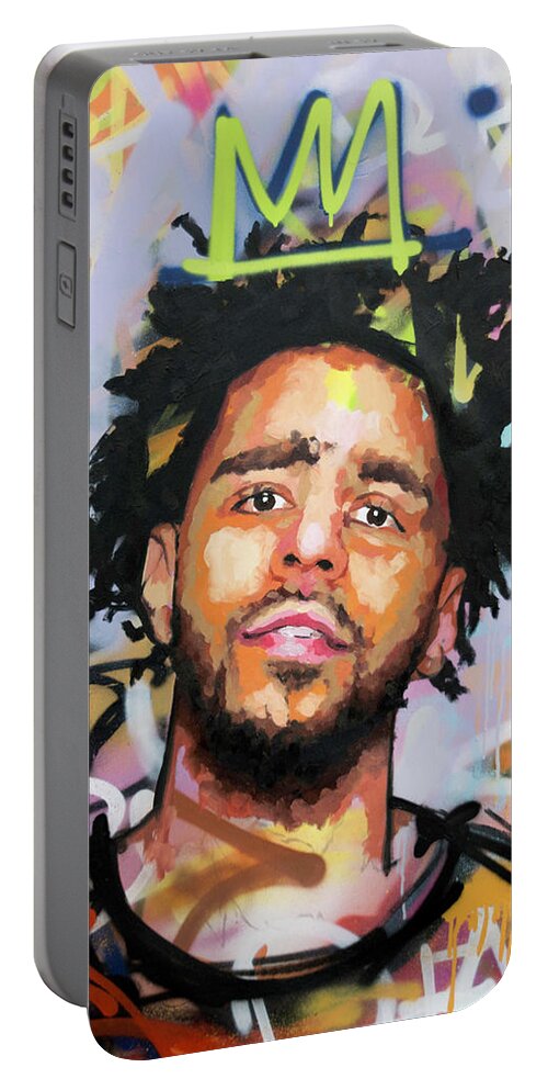 J Cole Portable Battery Charger featuring the painting J Cole by Richard Day