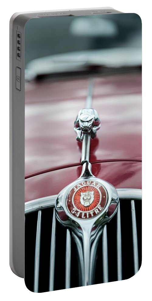 Helen Northcott Portable Battery Charger featuring the photograph Jaguar Grille by Helen Jackson