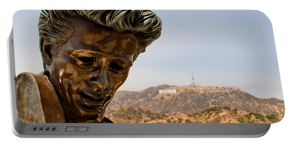 550 Portable Battery Charger featuring the photograph James Dean - Griffith Observatory by Natasha Bishop