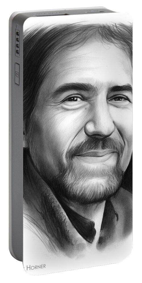 James Roy Horner Portable Battery Charger featuring the drawing James Roy Horner by Greg Joens