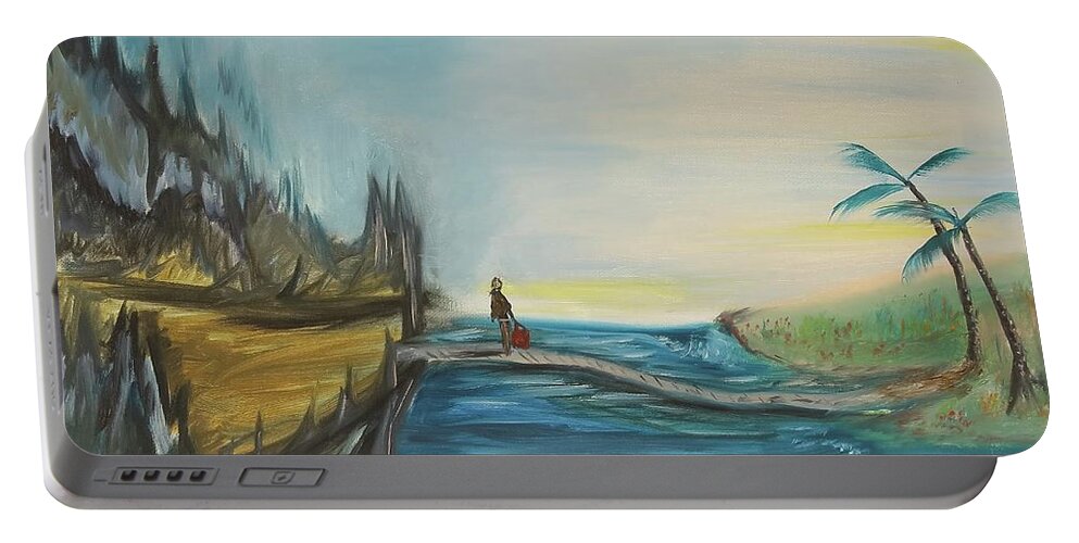 Journey Portable Battery Charger featuring the painting Jana's Journey by Neslihan Ergul Colley