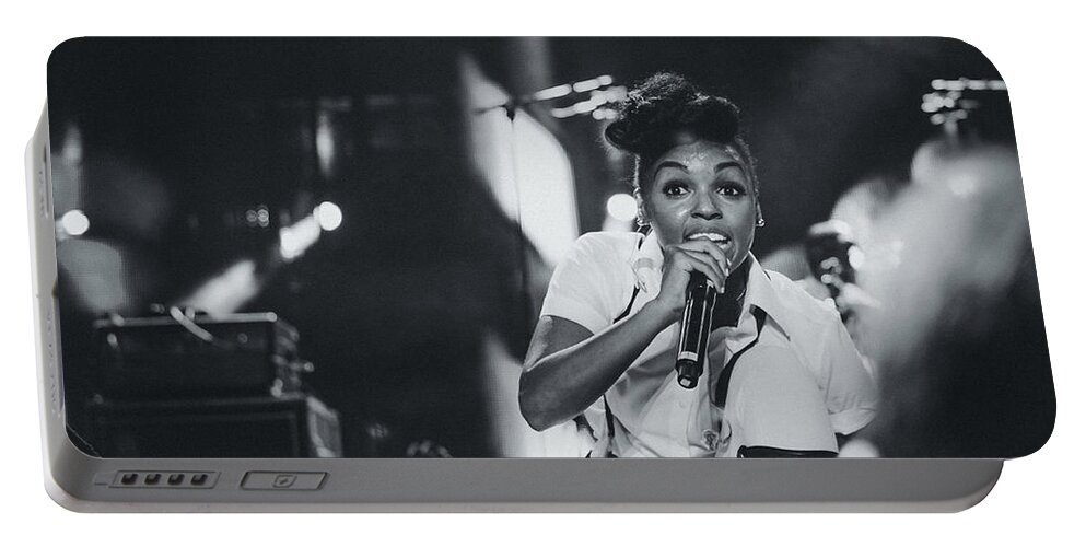 Janelle Monae Portable Battery Charger featuring the photograph Janelle Monae Playing Live by Marco Oliveira