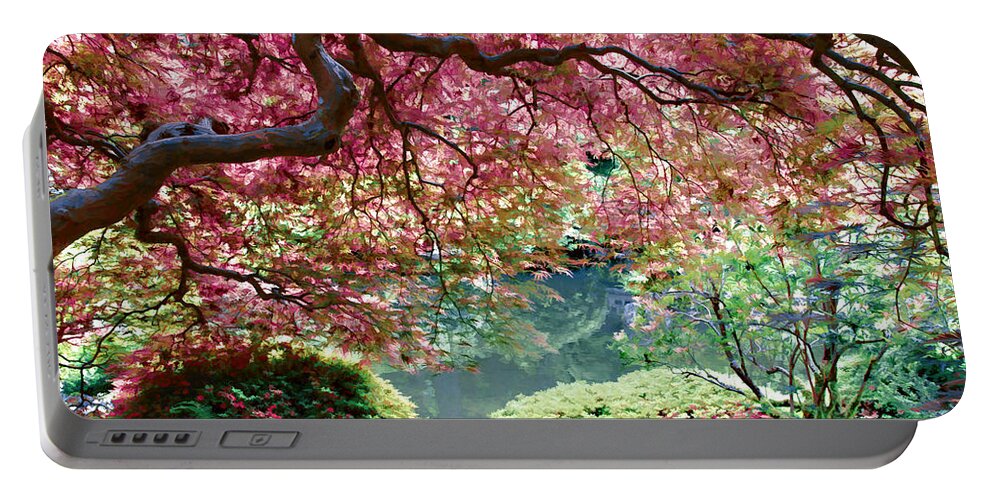 Japanese Maple Tree Portable Battery Charger featuring the photograph Japanese Burgundy Maple Tree by Athena Mckinzie