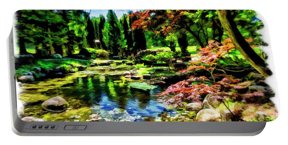 Sonnenberg Gardens Portable Battery Charger featuring the photograph Japanese Garden by Monroe Payne