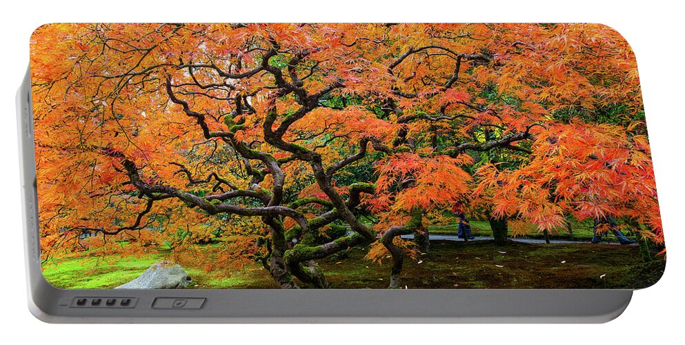 Landscape Portable Battery Charger featuring the photograph Japanese maple - Japanese garden by Hisao Mogi