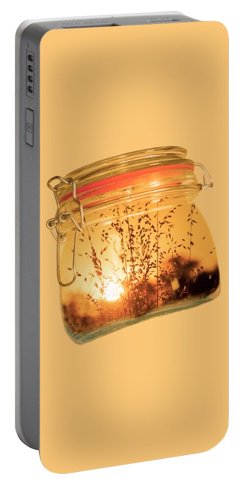 Jar Portable Battery Charger featuring the digital art Jar Full of Sunshine by Linda Lees