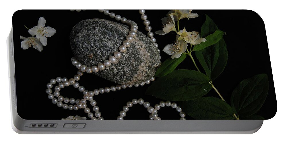 Pearl Portable Battery Charger featuring the photograph Jasmine and Pearls by Randi Grace Nilsberg