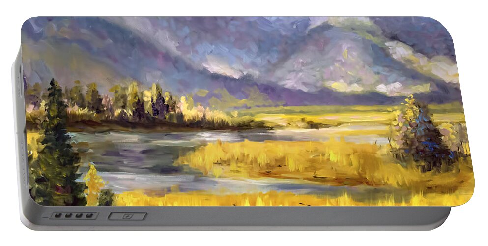 Jasper Portable Battery Charger featuring the painting Jasper Lakes Canada by Melissa Herrin