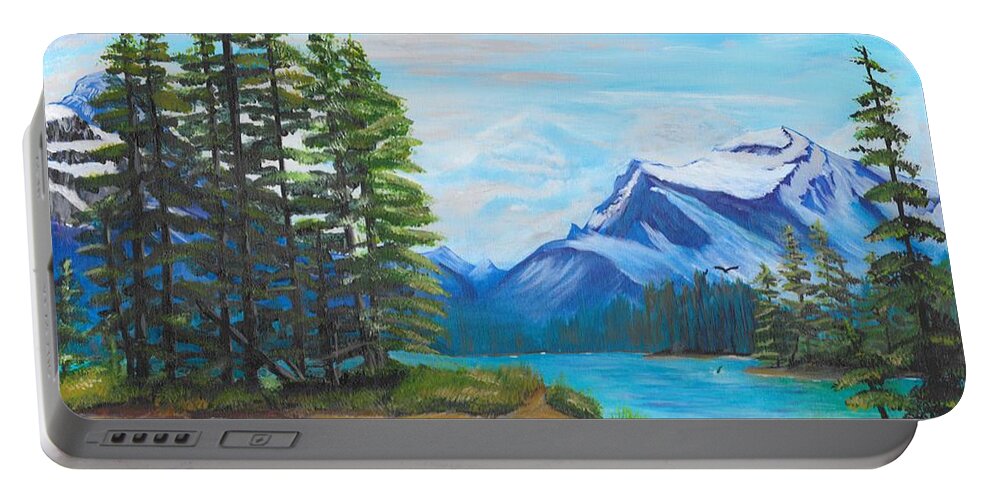 Mountains Portable Battery Charger featuring the painting Jasper Moutains by David Bigelow