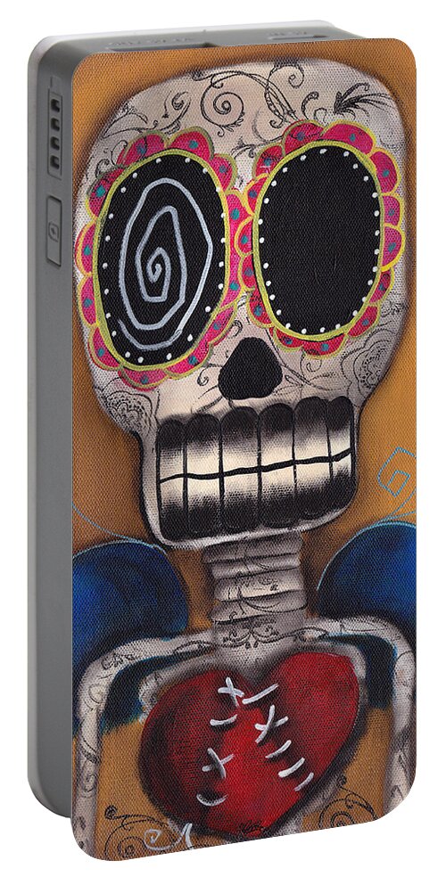 Day Of The Dead Portable Battery Charger featuring the painting Javier by Abril Andrade