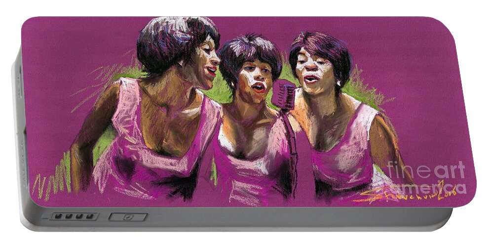 Jazz Portable Battery Charger featuring the painting Jazz Trio by Yuriy Shevchuk