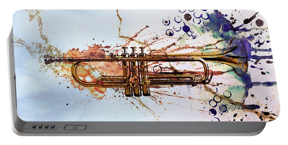 Jazz Portable Battery Charger featuring the digital art Jazz Trumpet by David Ridley