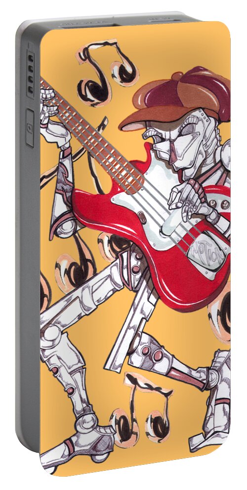 Robots Portable Battery Charger featuring the mixed media Jazzmen Bass Player by Demitrius Motion Bullock