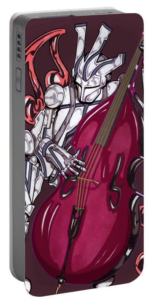 Jazz Player Portable Battery Charger featuring the mixed media Jazzmen Cello Player by Demitrius Motion Bullock