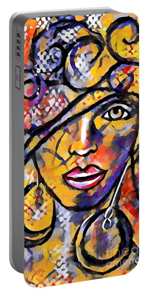 Julie-hoyle Portable Battery Charger featuring the painting Jazzy by Julie Hoyle