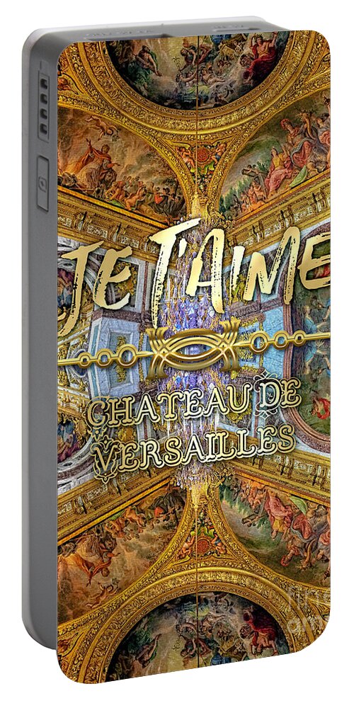 Je Taime Portable Battery Charger featuring the photograph Je Taime Chateau Versailles Peace Salon Hall of Mirrors by Beverly Claire Kaiya