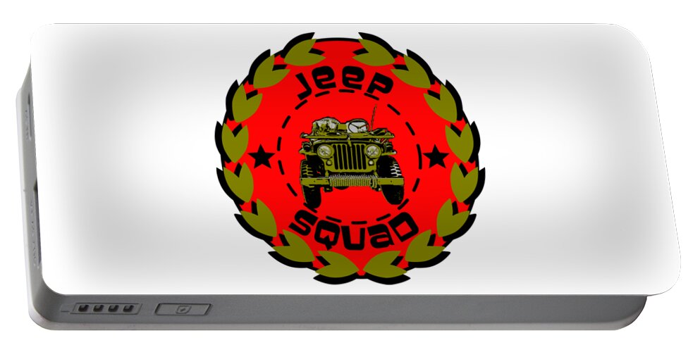 Jeep Portable Battery Charger featuring the digital art Jeep Squad by Piotr Dulski