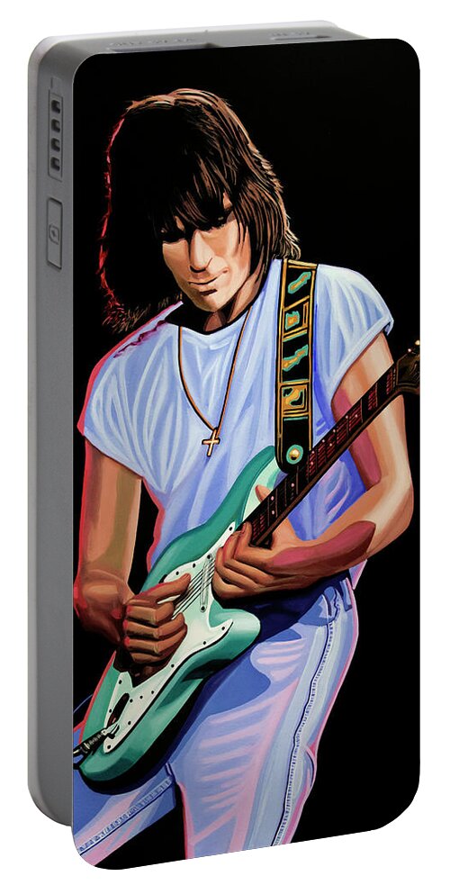 Jeff Beck Portable Battery Charger featuring the painting Jeff Beck Painting by Paul Meijering