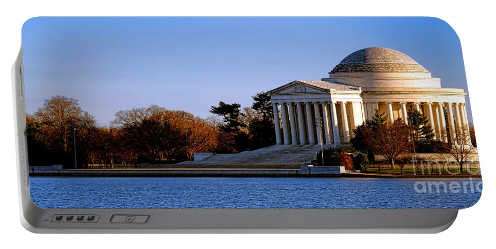 Jefferson Portable Battery Charger featuring the photograph Jefferson Memorial Sunset by Olivier Le Queinec