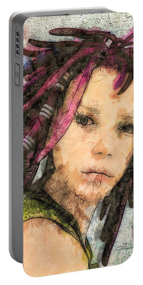3d Portable Battery Charger featuring the digital art Jehanne by Jutta Maria Pusl