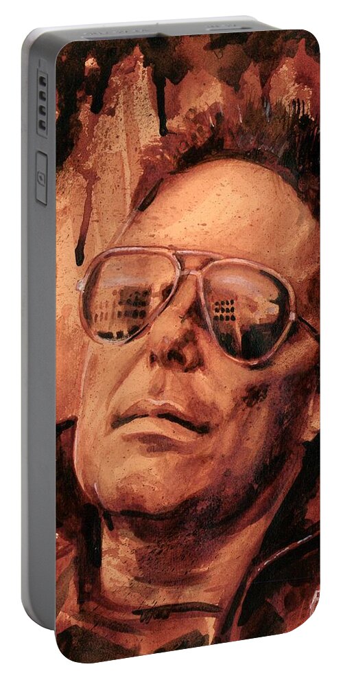Jello Biafra Portable Battery Charger featuring the painting Jello Biafra - 2 by Ryan Almighty