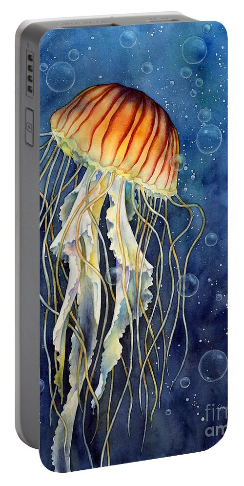 Jellyfish Portable Battery Charger featuring the painting Jellyfish by Hailey E Herrera