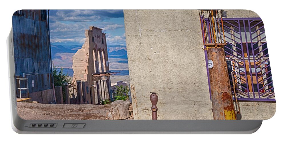 Jerome Arizona - A Mining Ghost Town On A Hill Portable Battery Charger featuring the photograph Jerome Arizona - A Mining Ghost Town On a Hill by Priscilla Burgers