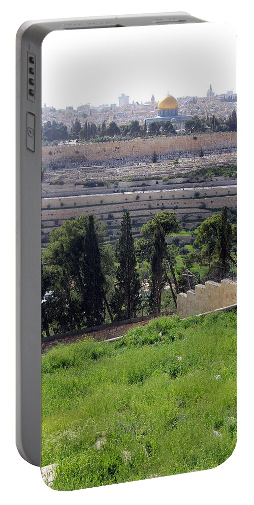Eye Portable Battery Charger featuring the photograph Jerusalem Green Field by Munir Alawi