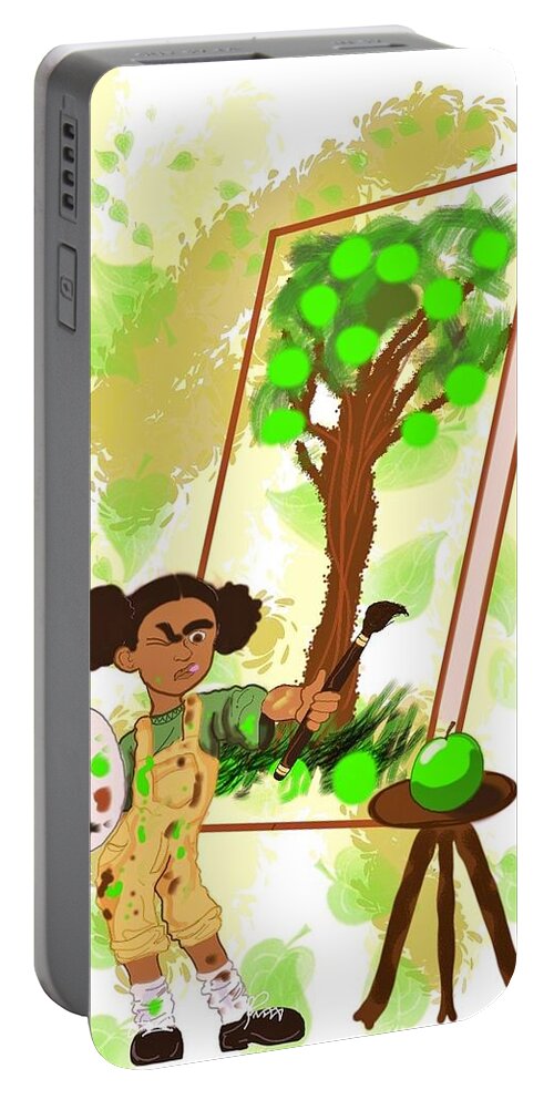 Jessica Portable Battery Charger featuring the mixed media Jessica the Great by Demitrius Motion Bullock
