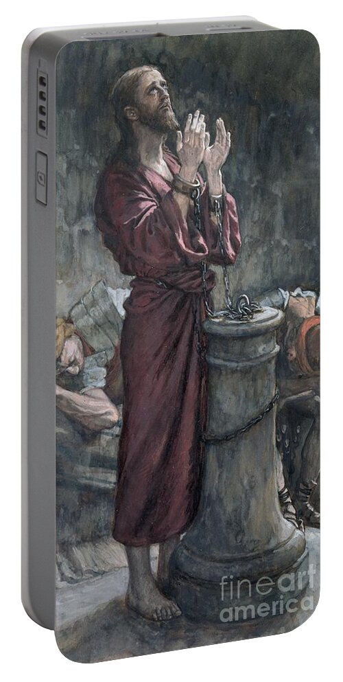 Jesus Portable Battery Charger featuring the painting Jesus in Prison by Tissot