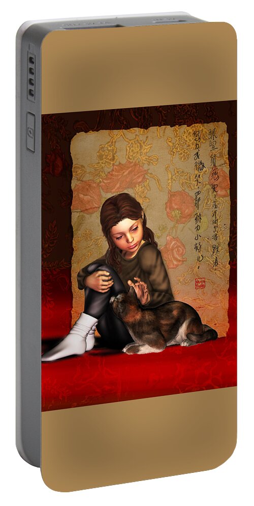 Child Portable Battery Charger featuring the digital art Jesus To A Child I by Nik Helbig
