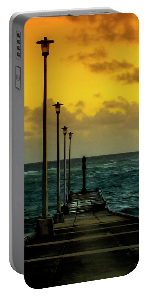 Jetty Portable Battery Charger featuring the photograph Jetty at sunrise by Stuart Manning