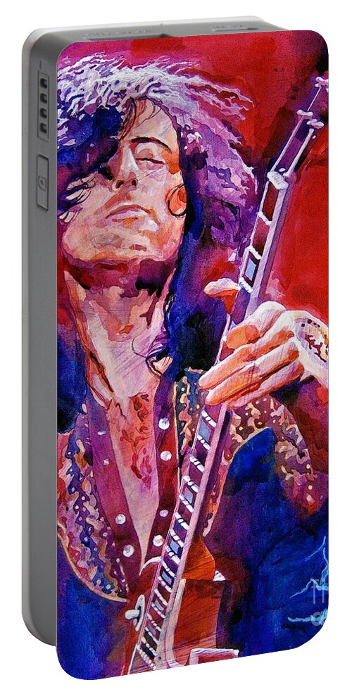 Jimmy Page Portable Battery Charger featuring the painting Jimmy Page by David Lloyd Glover