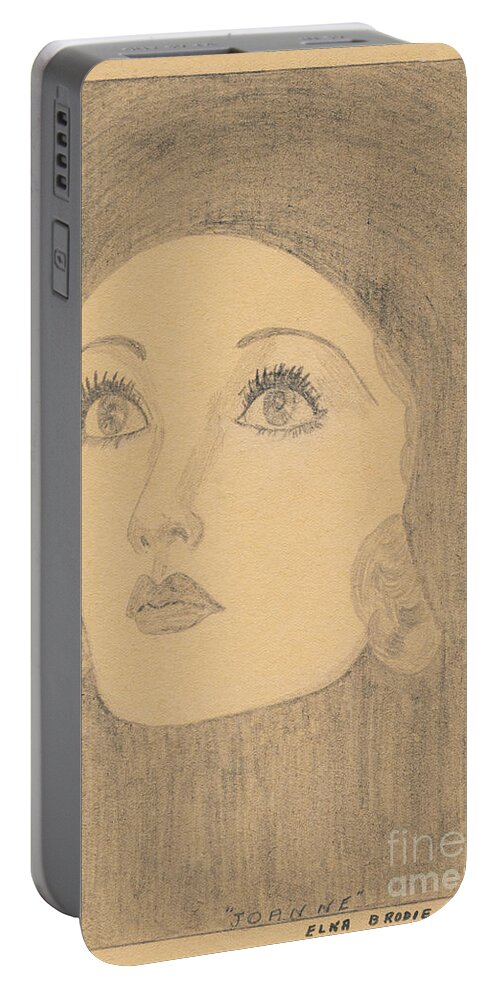 Joan Bennett Portable Battery Charger featuring the drawing Joanne Bennett by Donna L Munro