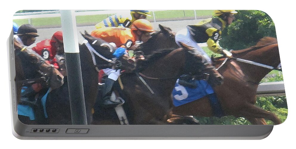 Jockey Portable Battery Charger featuring the digital art Jockeying For Position by Ian MacDonald