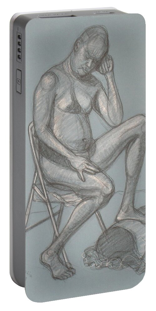 Realism Portable Battery Charger featuring the drawing Joey Seated 5 by Donelli DiMaria