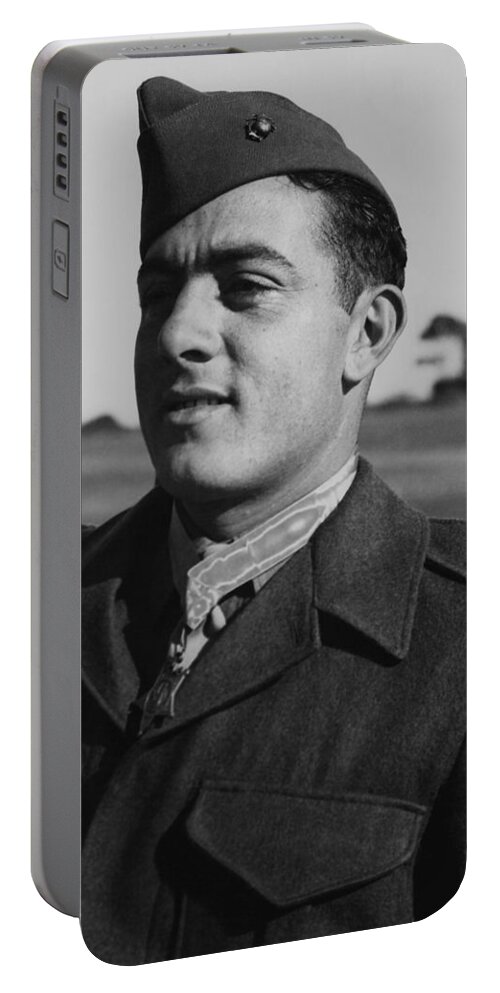 John Basilone Portable Battery Charger featuring the photograph John Basilone by War Is Hell Store