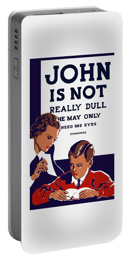 Wpa Portable Battery Charger featuring the painting John Is Not Really Dull - WPA by War Is Hell Store