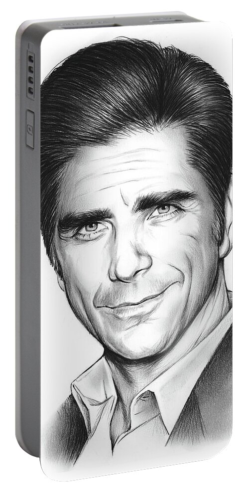 John Stamos Portable Battery Charger featuring the drawing John Stamos by Greg Joens